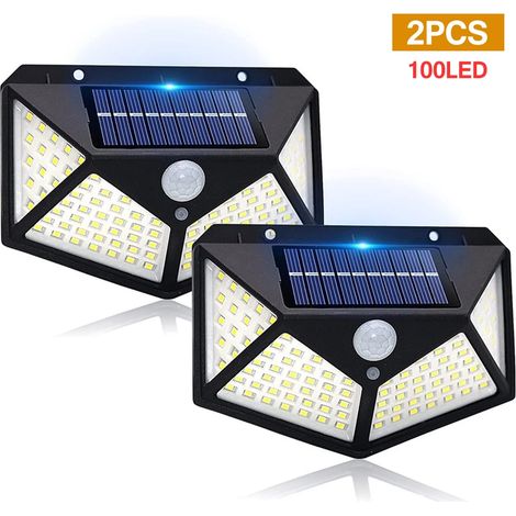 (100 LED - 2 pièces) Lampe solaire extérieure étanche à détecteur de mouvement 172 LED, compatible avec les appliques murales solaires 100/166 LED, éclairage public solaire et décoration de jardin (1/5)