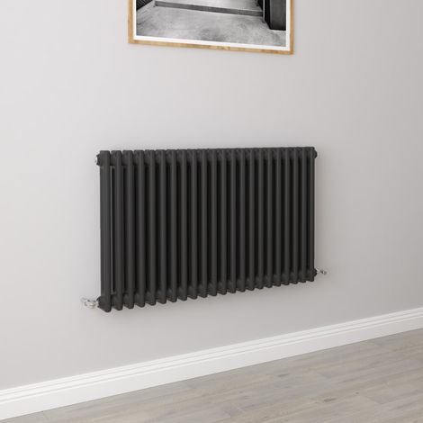 AICA 600x1010mm 2 Column Horizontal Black Radiator Central Heating Cast Iron Style (1/5)