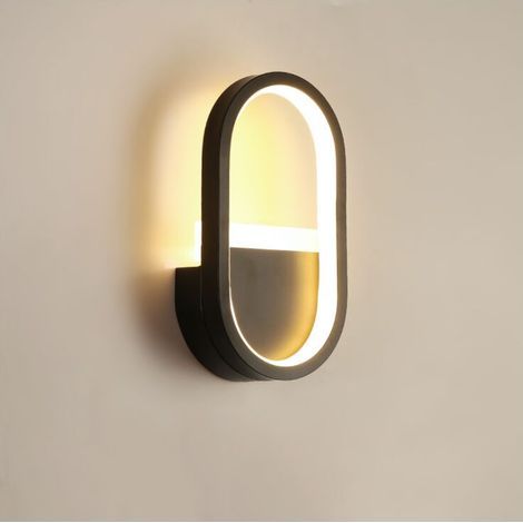 Applique da interno moderna in ferro e silicone flessibile, 16W 900LM 220V, per soggiorno/camera/corridoio/balcone - Nero (1/5)