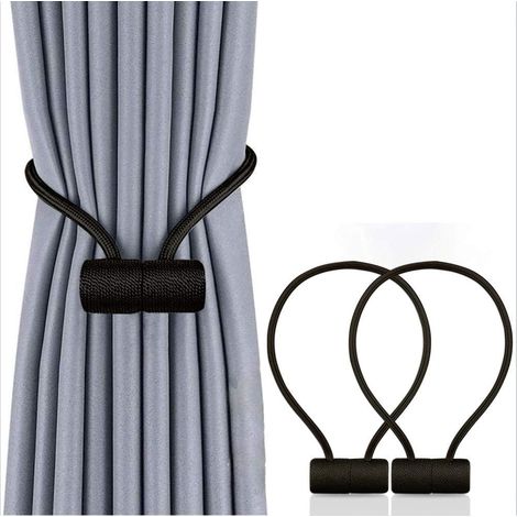 MINKUROW Fermatenda Magnetici Per Tende, Confezione Da 4 Fermacravatte Per Tende, Fibbie, Fermacravatte Magnetiche Per La Decorazione Della Casa (Nero) (1/5)