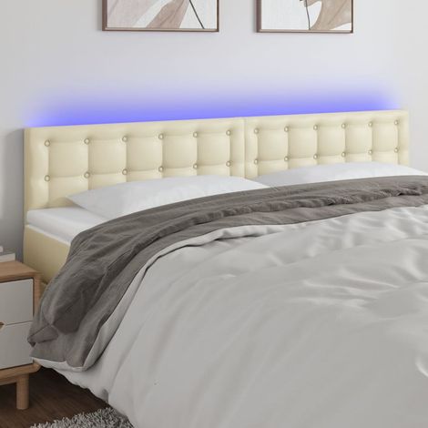 LED Kopfteil Creme 180x5x78/88 cm Kunstleder