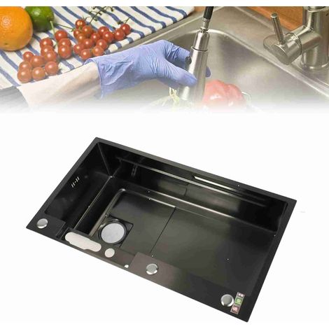 Évier de Cuisine Intelligent avec Affichage Digital - Inox Renforcé à Surface Brossée - Grand Format (80x45cm) - Grande Capacité - Robinetterie Incluse - Moderne et Résistant