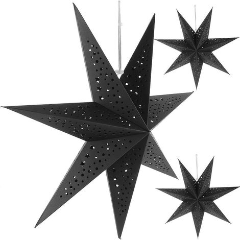 Lot de 3 abat-jour en forme d'étoile de Noël, ajourés et suspendus, pour lanternes et fêtes. (1/5)