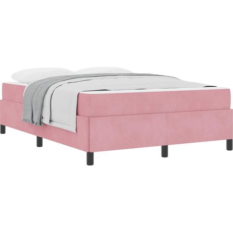 Maison Exclusive - Cadre de lit avec matelas Rose 140 x 200 cm tissu (1/5)