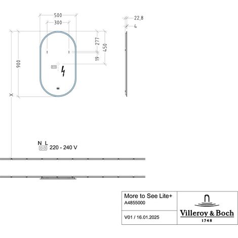 Villeroy & Boch A4855000 Spiegel More to See Lite+ A48550