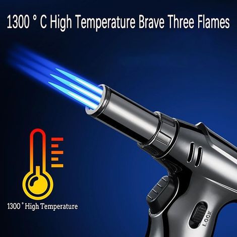 Chalumeau de Cuisine, Torche de Cuisine, Professionnelle Torche de Butane avec La Serrure de Sécurité/Flamme Réglable, Mini Flamme Briquet, Chalumeau Culinaire (Butane Non Inclus)
