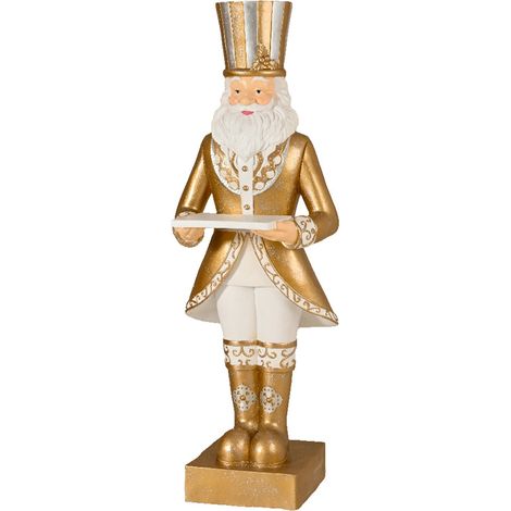 Soldatino di natale schiaccianoci color bianco e oro per decorazioni natalizie da 175 cm (1/4)