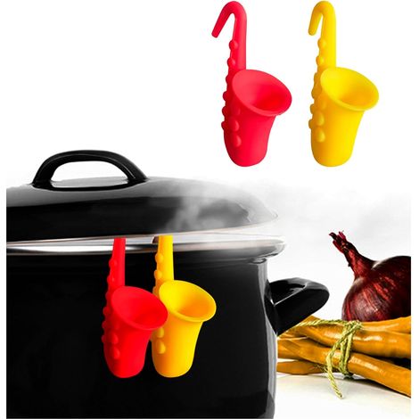 BRAVIX Repose Cuillère en Silicone,2PCS Porte-Cuillère de Cuisine en Silicone Porte Cuillère Silicone Pose Ustensile Silicone Spoon Rest pour Ranger Les Ustensiles de Cuisine (1/4)