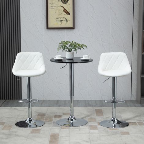 Runder höhenverstellbarer Bartisch mit Drehplatte, Ø61 cm, schwarzes MDF HAVRYA (1/5)