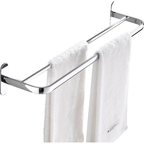 Porte Serviette Salle de Bain Porte-Serviettes Auto-adhésif 40 CM Porte Serviettes de Murale Antirouille sans Perçage Acier Inoxydable 304 (1/5)