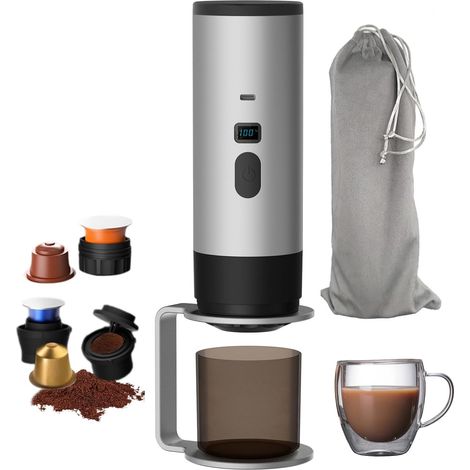 Expresso portable, 12V, capsules/moulu, NS, chauffage rapide
