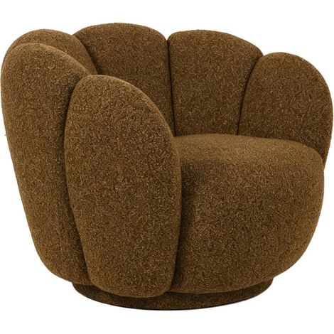 Fauteuil en tissu bouclette marron Margot (1/5)