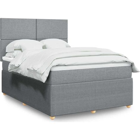 Boxspringbett mit Matratze Hellgrau 160x200 cm Stoff