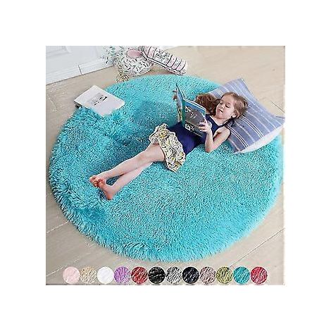 Tflycq Runder Teppich fürs Schlafzimmer, flauschiger runder Teppich 120x120 cm fürs Kinderzimmer, Hochflorteppich fürs Jugendzimmer, Hochflorteppich fürs Babyzimmer, flauschiger P