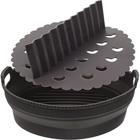 CSPARKV 21.5x12cm 1 Set Round Silicone Mat Double Pot Fryer Liner Kitchen Accessories Kitchen Accessory Silicone Air Fryer Tray Silicone Molds for Air Fryer