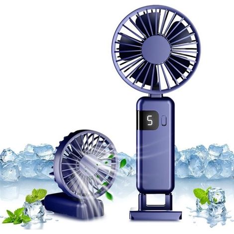Y07 Petit ventilateur portable - Chargement de type USB-c batterie 1200mAh - 5 vitesses - Boucle-Bleu-Violet (1/5)
