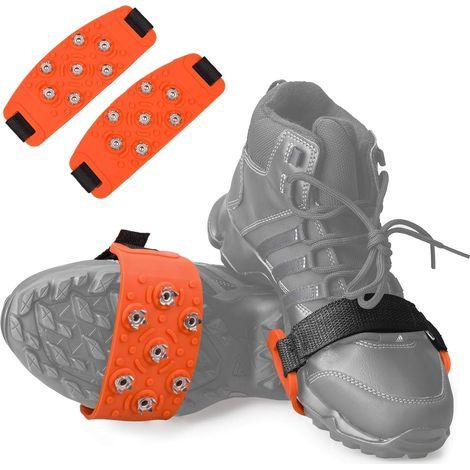 Scarpe da trekking a 7 denti con ramponi, arancioni, 2 suole antiscivolo in gomma per il trekking (1/5)