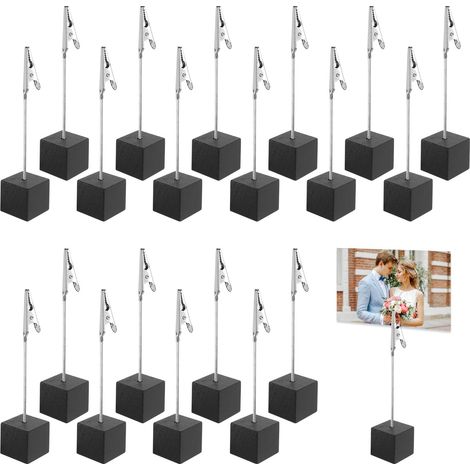 20 Pièces Porte Photo Pince Mémo et Porte-Clips Message Porte Photo Sur Pied avec Pince Crocodile et Base en Pin Mémo Carte Pince Mémo Clip Support Photo pour Décoration de Bureau Mariage Fête Maison (1/5)