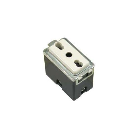 PRESA SICUREZZA BIVALENTE VENUS- - 2 poli+terra 10/16A alveoli ø mm.4/5 (7079.N) - 6 pezzi MARLANVIL
