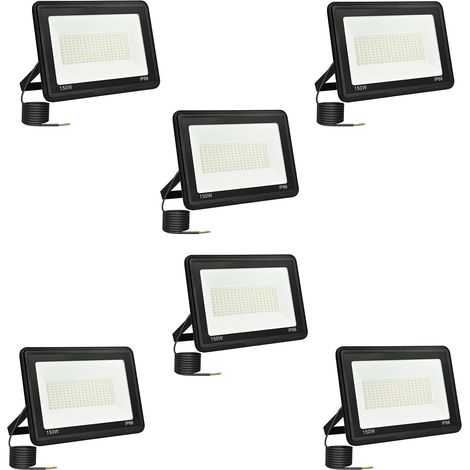 6 Pièces Projecteur Led ExtéRieur 150W, Spot Led ExtéRieur 15000LM 6000K Blanc Froid IP66 ImperméAble Projecteur Exterieur Pour Jardin Garage Patio Grange Cour (1/5)