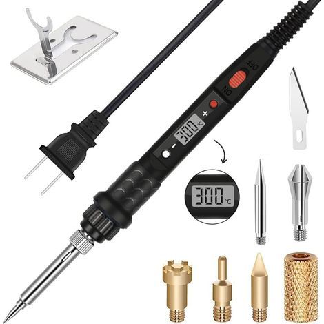 Kit de pyrogravure. outil de pyrogravure avec écran LED et thermostat réglable. stylo pyrograveur pour adultes et débutants (1/5)
