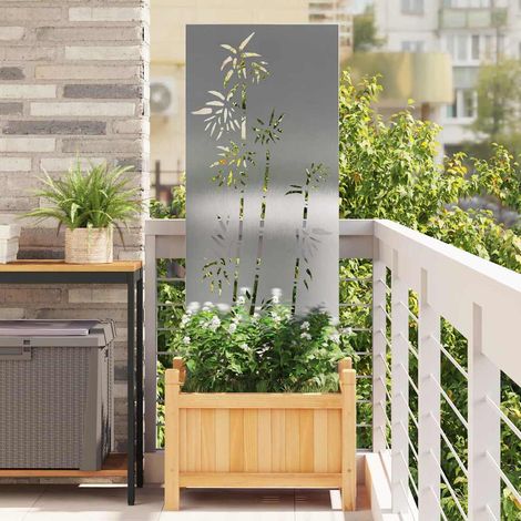 Garten Sichtschutz-Leinwand Floral Silber 50 x 140 cm Edelstahl vidaXL (1/5)