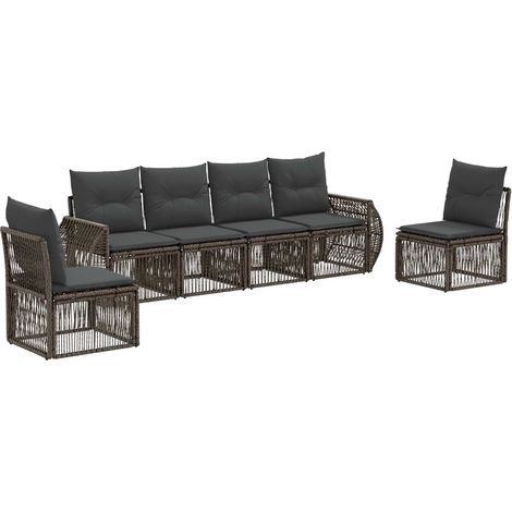 Gartensofa-set 6 pcs Grau und Dunkelgrau Poly-Rattan vidaXL