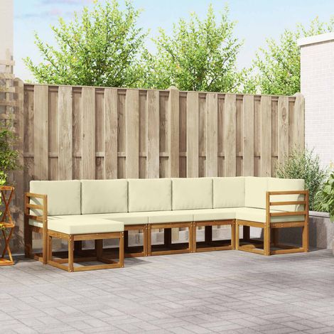 vidaXL Outdoor-Sofagarnitur mit Kissen 7 pcs Natur und Creme (1/5)