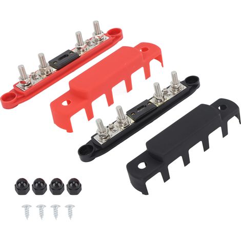 Bloc de distribution électrique 2 pièces noir rouge DC12V à 48V 300A bornes M8 batterie barre omnibus pour voiture camping-car bateau (1/5)