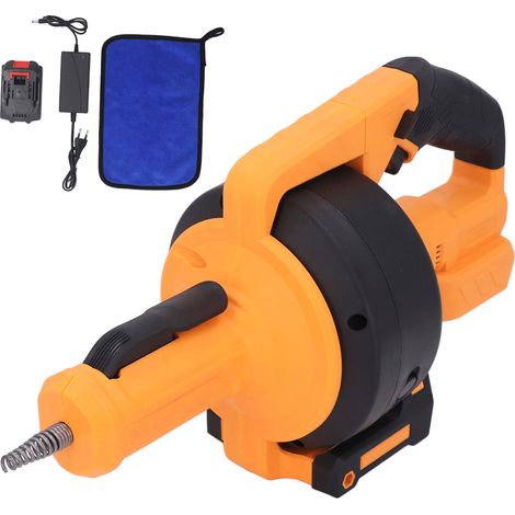 Decdeal Déboucheur Électrique sans Fil 21V - Batterie 6000mAh - Câble 7m - Alimentation Auto - Pour Tuyaux 3/4 à 2 pouces - Prise EU - Jaune (1/5)
