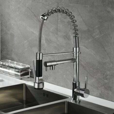 Pull-Out Kitchen Faucet with 2 Spray Modes (Hot and Cold) - Silver