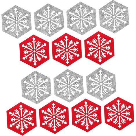 Lot de 14 Sets de Table, PVC avec Flocons de Neige Sets de Table Flocon de Neige Creux pour Noël, Set de Table en Vinyle pour Noël, Mariage (1/5)