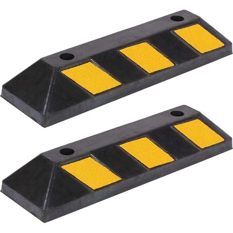 Set 2 Fermaruota Gomma Dura Ferma Ruota Ruote Parcheggio Garage Catarifrangenti (1/5)
