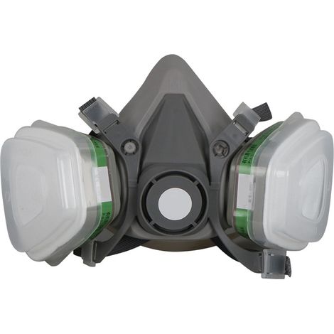 Filtre à gaz facial 7 pièces, cartouche filtrante particules, masque de protection en caoutchouc avec éponge, ensemble couvre-visage.