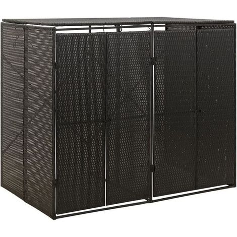 Abri anti-pluie double compartiment, noir, 140 x 80 x 117 cm, résine tissée