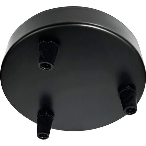 Plafonnier rond noir, métal, 3 câbles, diam. 120mm - Tibelec (1/5)
