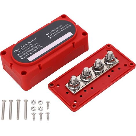 Bloc de distribution d'énergie DC 48V 300A, borne M10x4, barrette de connexion à double rangée avec bande de protection pour voitures, camions, camping-cars et navires marins 12-48V (1/5)