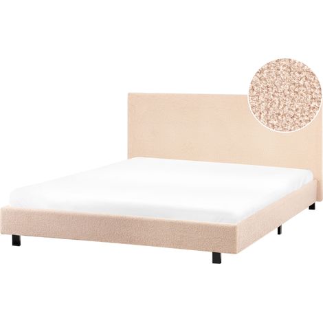 Cama de agua moderna con colchón de bouclé beige 160 x 200 cm Albi (1/5)