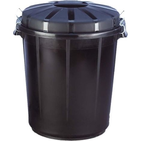 Poubelle universelle avec couvercle, ronde, 70 L, noire