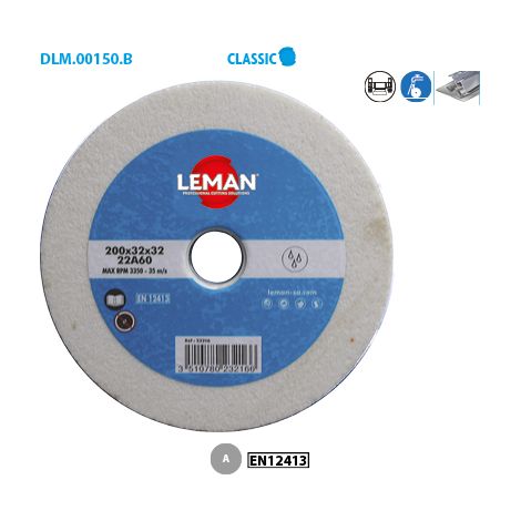 Weiß glasierte Schleifscheibe für Metall Classic ø 150 Körnung 60 Bohrung 32 Dicke 20 (1/2)