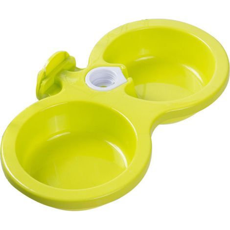 Bol pour animaux de compagnie fontaine à boire automatique bol pour chien suspendu double bol pour animaux de compagnie - sans eau (1/5)