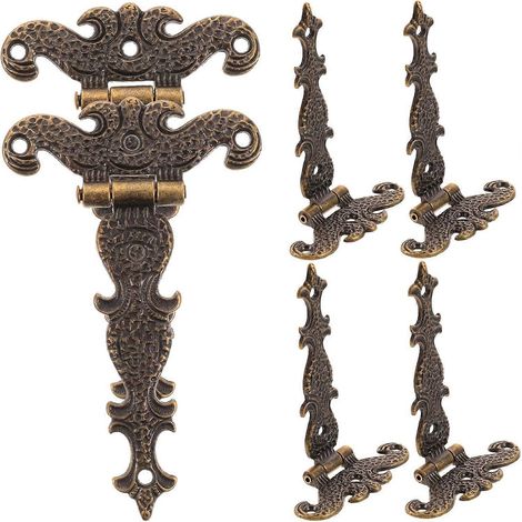 Lot de 6 charnières métalliques pour boîtes à bijoux vintage en bois et armoires anciennes (1/5)