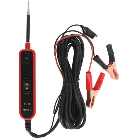Tester per circuiti automobilistici EM285 6-24V CC, rilevamento cortocircuito e inversione di polarità, cavo rosso da 4,1 m, protezione 7A (1/5)
