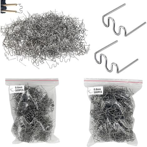 Agrafes Chaudes, 1000 PCS Soudage Plastique, Baguettes de Soudage Agrafe Chaude Clou 0.8mm / 0.6mm, Wave Style Soudure Plastique Clou de Soudure, pour Réparation de Pare-Chocs de Voiture (1/5)