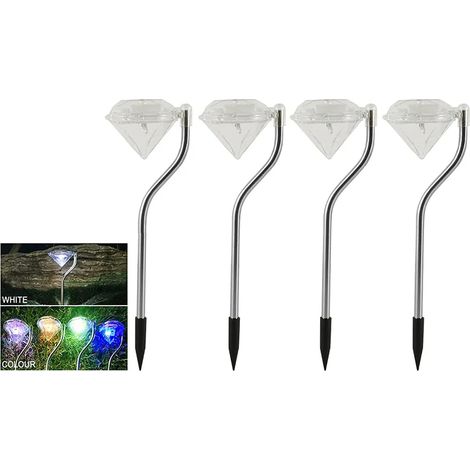 Solar-LED-Gartenleuchten-Set mit 4 Glaskugeln, wasserdichtem, farbwechselndem Edelstahl-Erdspieß für Außenbereich, Garten, Balkon, Terrasse, Rasen und Einfahrt