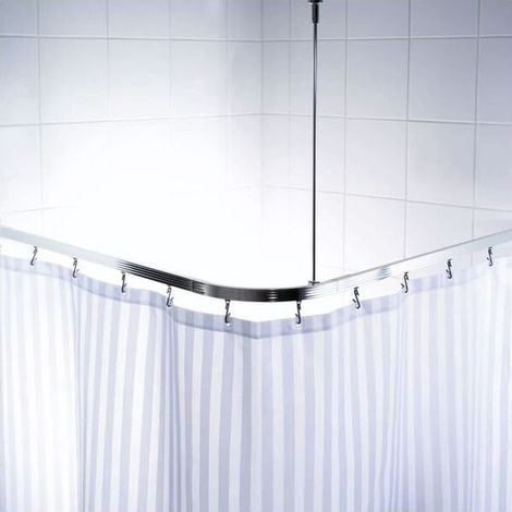 Barre de douche d'angle universelle RIDDER avec crochets chromés 52500 (1/5)