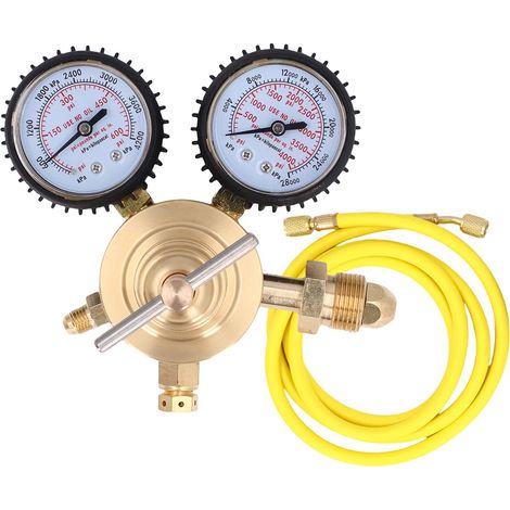 Détendeur d'azote CGA580 entrée 0-600 PSI sortie raccord mâle 1/4 pouce laiton régulateur de gaz azote avec tuyau 60 pouces (1/5)