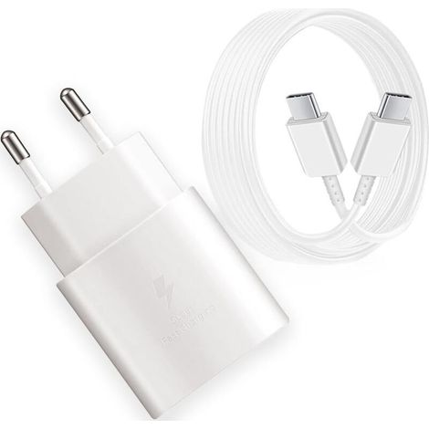 Samsung 25W Schnellladegerät. USB-Typ-C-Anschlusskabel. Ultraschnelles Samsung Ladegerät, kompatibel mit Samsung Galaxy S22 Plus/S22 Ultra/S21 FE 5G/S21 Plus/S20 FE/Note 20 Ultra/A53/A52/A72/A13 (2 m) (1/5)