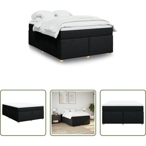 vidaXL Taschenfederkern - Boxspringbett mit Matratze Schwarz 140x200 cm Stoff (1/5)