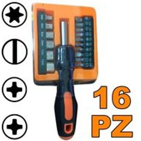 TrAdE Shop Traesio - Set Cacciavite 16 Punte Assortite Tools Di Precisione Taglio Stella Intaglio -